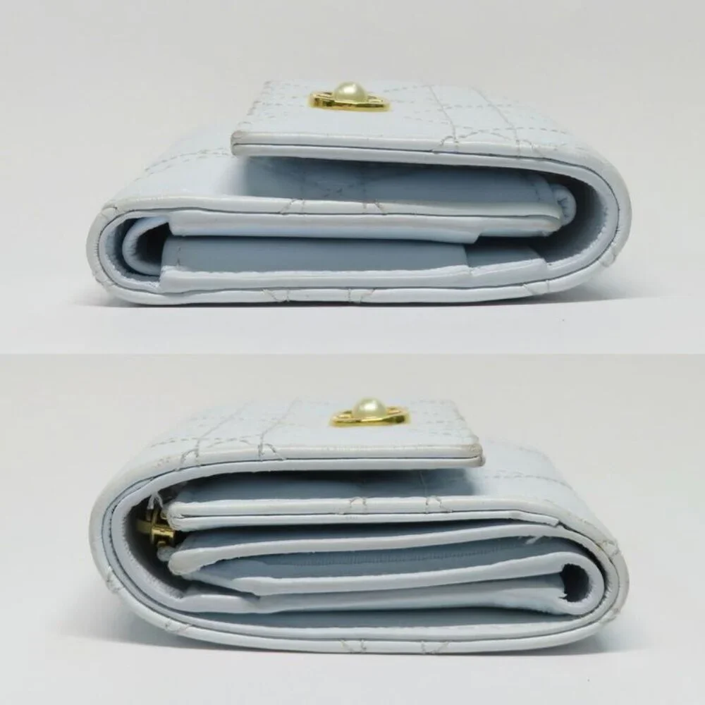 Dior Joli Hibiscus Wallet S3105 Unjb Trifold Wallet Light Blue Leather